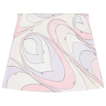 Girls Pink & White Iride Logo Skirt