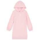 Girls Pink Logo Hooded Dress, 1, hi-res