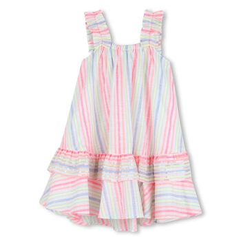 Girls Multi-Coloured Stripes Embellished Dress
