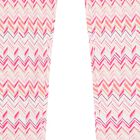 Girls White & Pink Zig Zag Leggings, 1, hi-res