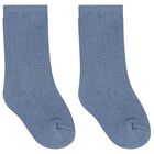 Baby Boys Blue Knitted Socks, 1, hi-res