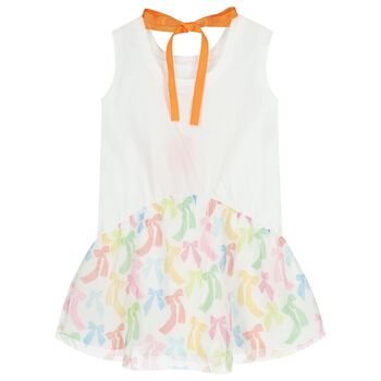 Girls White Bow Dress