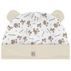 White & Beige Teddy Bear Logo Baby Hat, 1, hi-res