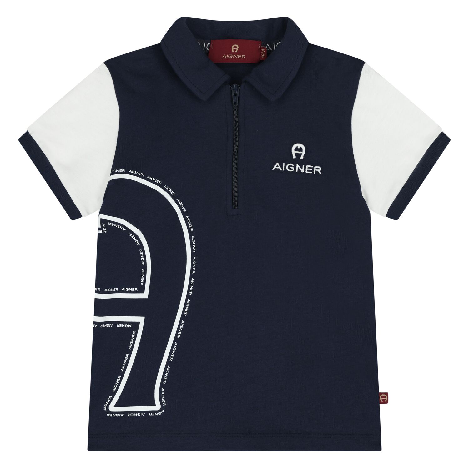 Younger Boys Navy Blue Logo Polo Shirt, 1, hi-res