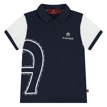 Younger Boys Navy Blue Logo Polo Shirt