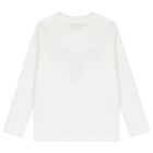 White Teddy Bear Logo Long Sleeve Top, 1, hi-res