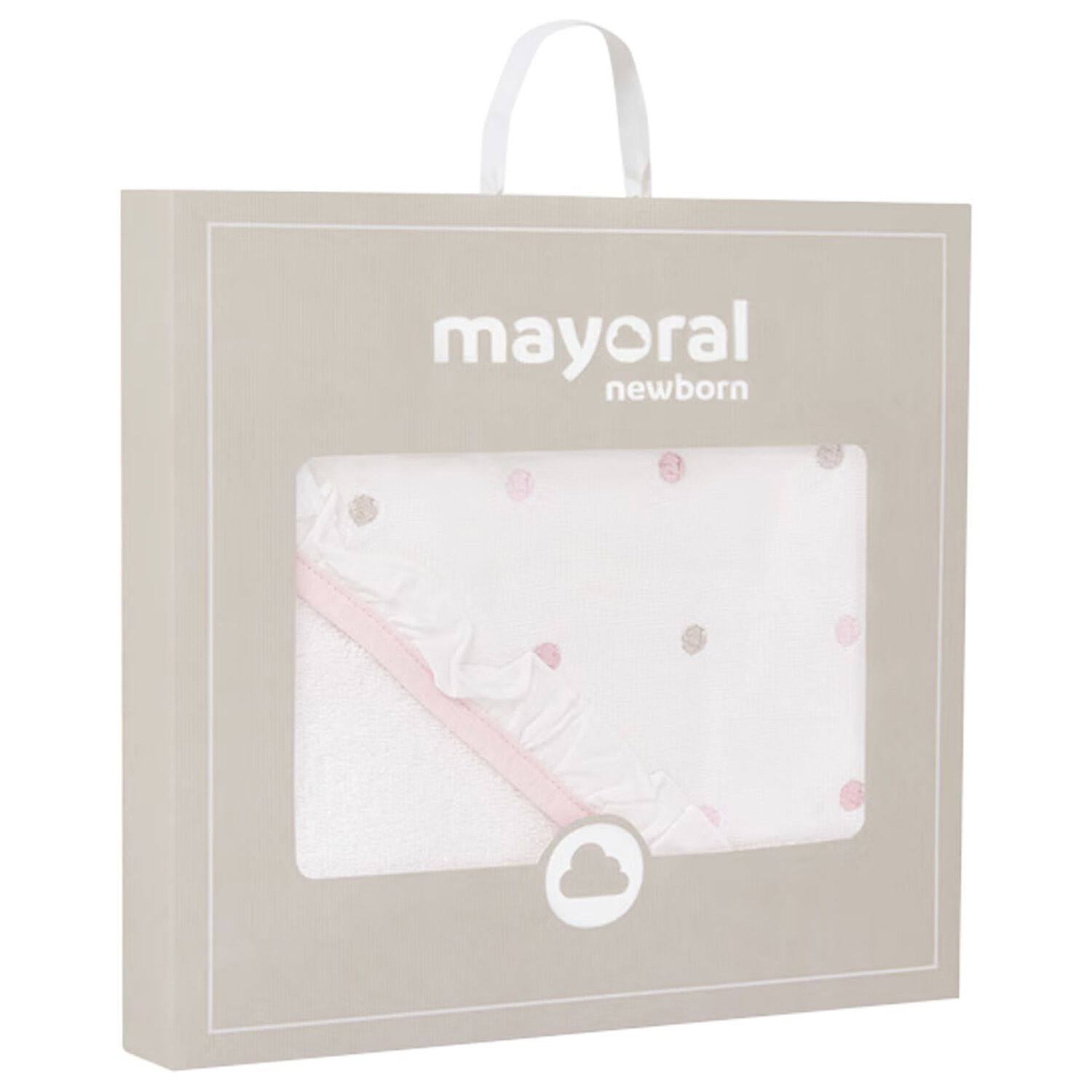 منشفه هودى للبنات باللون الابيض والوردى , 2, hi-res