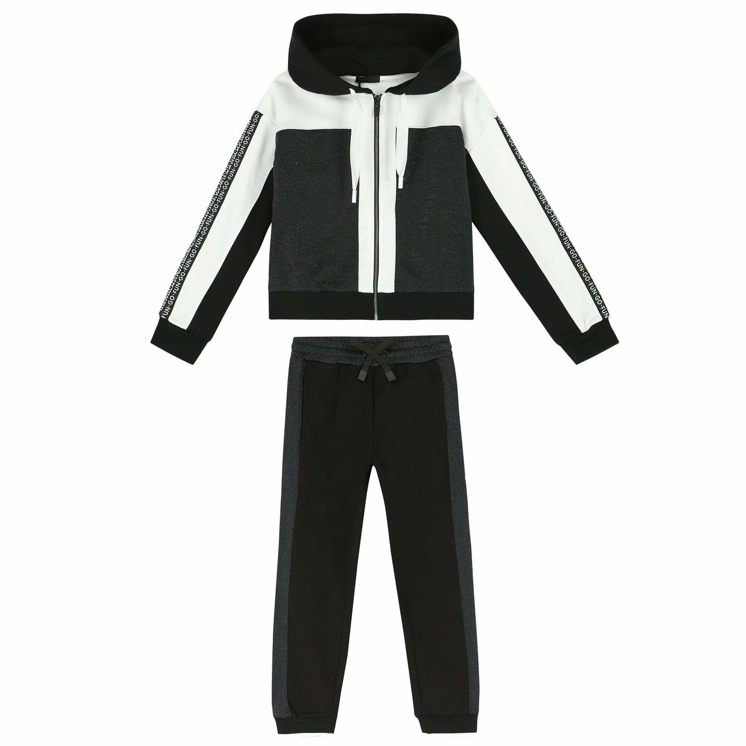 Girls White & Black Tracksuit, 1, hi-res
