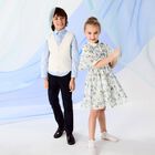 بنطلون أولاد بالشعار باللون الكحلي, 2, hi-res