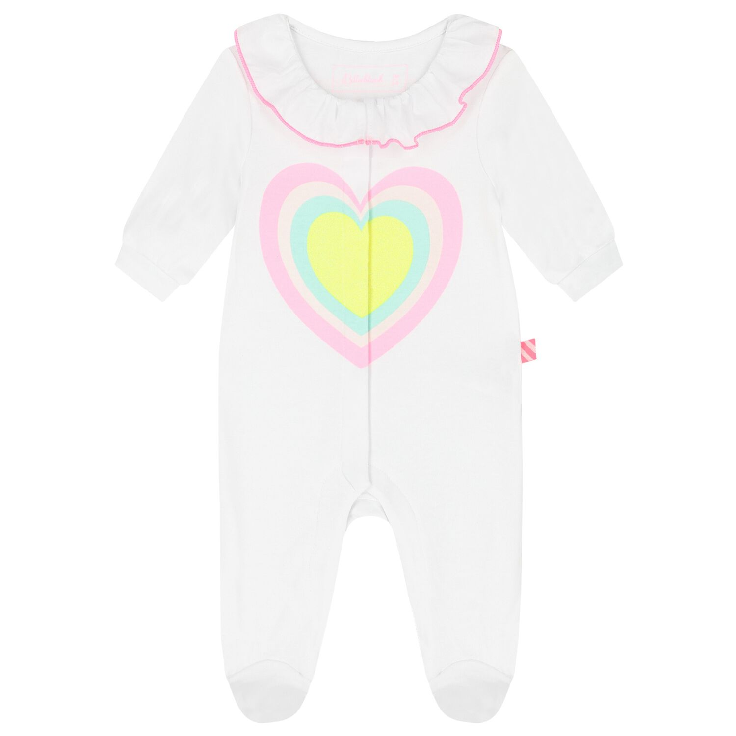 Baby Girls White Heart Babygrow, 1, hi-res