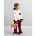 Girls White & Red Tartan Check Pyjamas, 1, hi-res
