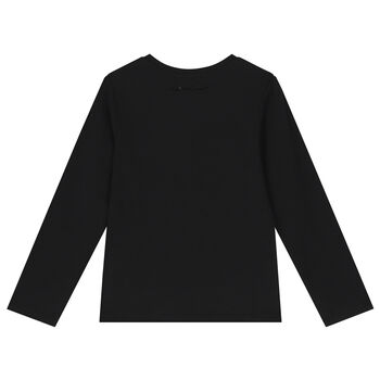 Girls Black Logo Long Sleeve Top