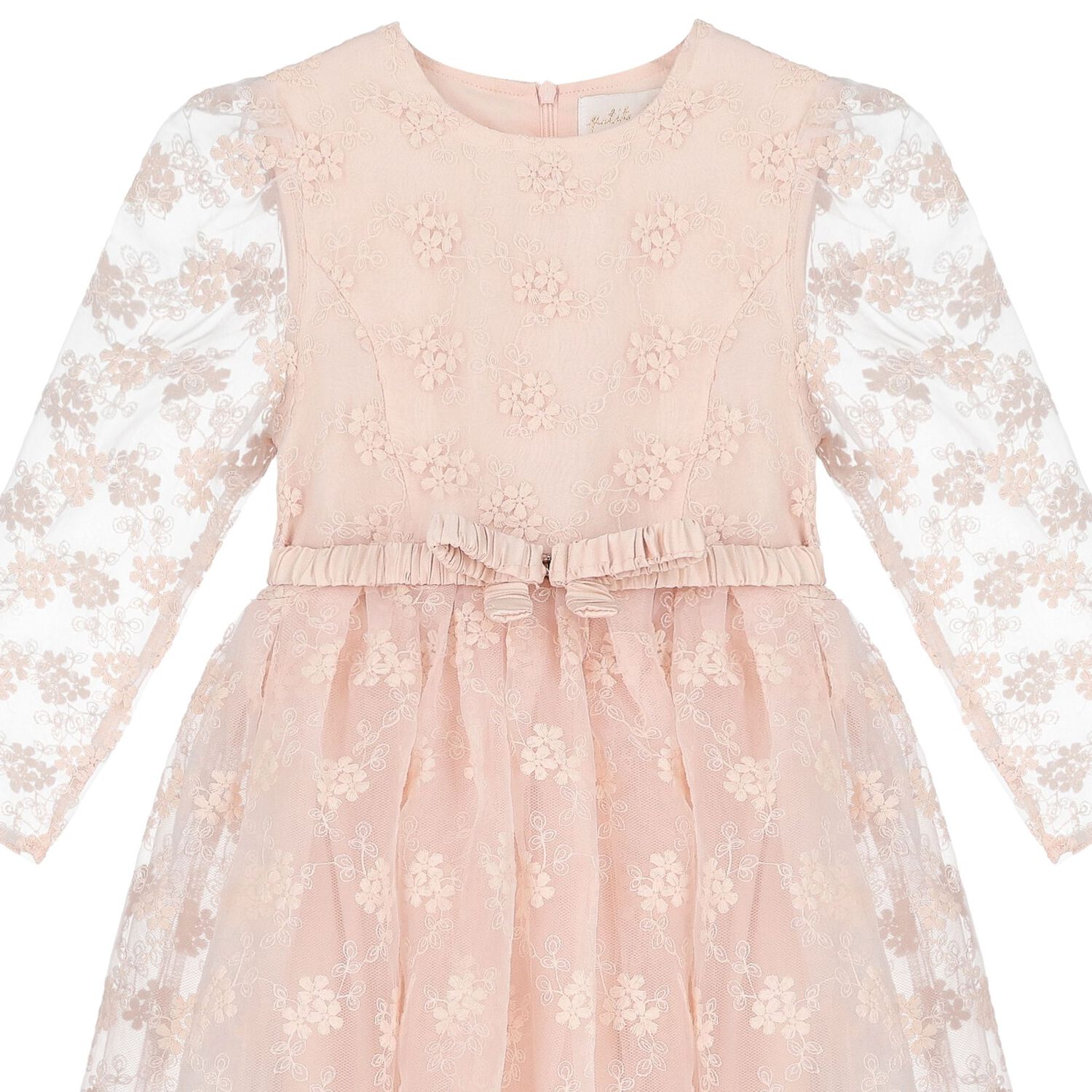 Girls Pink Flower Organza Dress, 1, hi-res