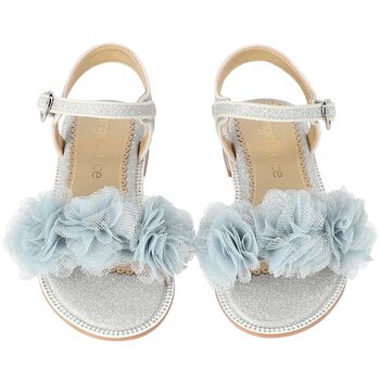 Girls Silver Flower Sandals