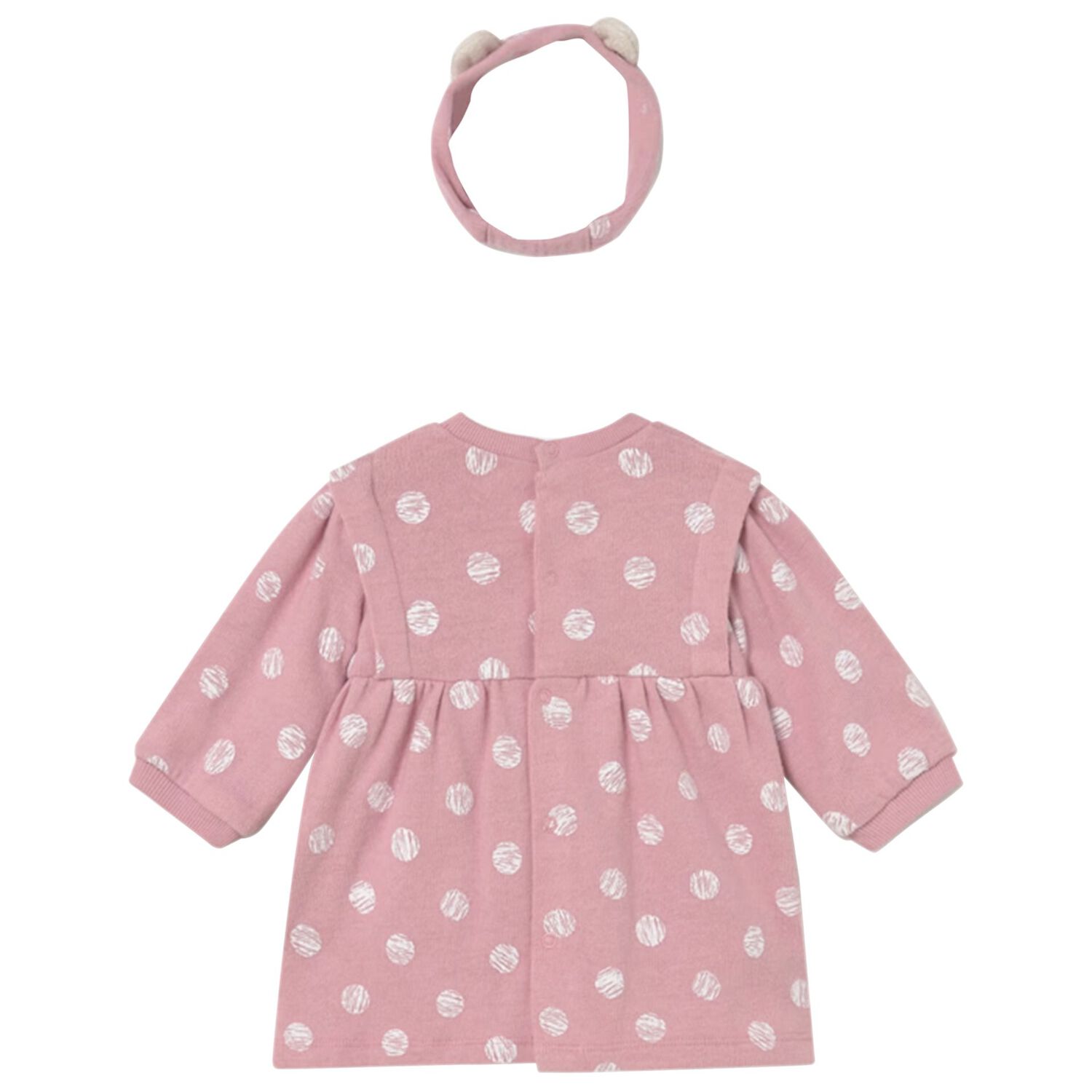 Baby Girls Pink Polka Dots Dress Set, 2, hi-res