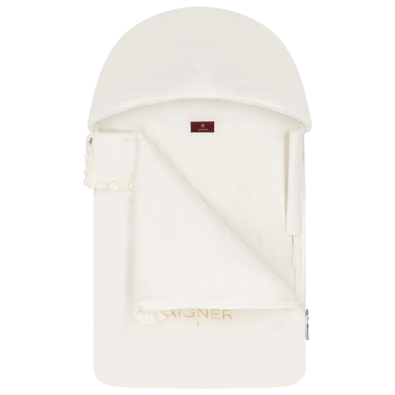 مدس بنات بطبعة الزهور بالشعار  باللون العاجي و الذهبى, 1, hi-res