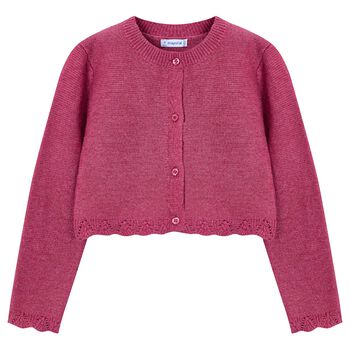 Mayoral Girls Pink Knitted Cardigan, 1 Girls Pink Knitted Cardigan