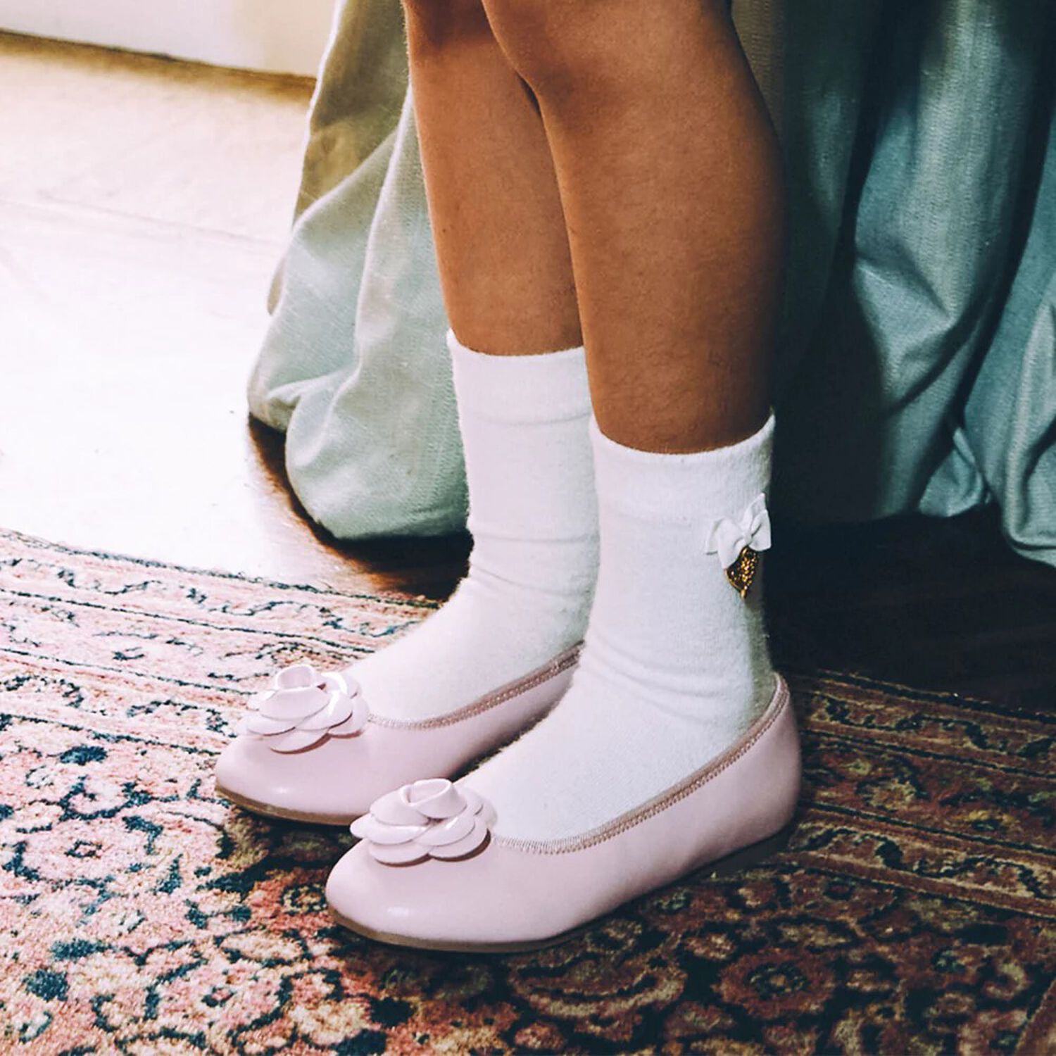 Girls Pink Flower Leather Shoes, 2, hi-res image number null