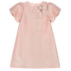 Girls Pink Embellished Bow Dress, 1, hi-res