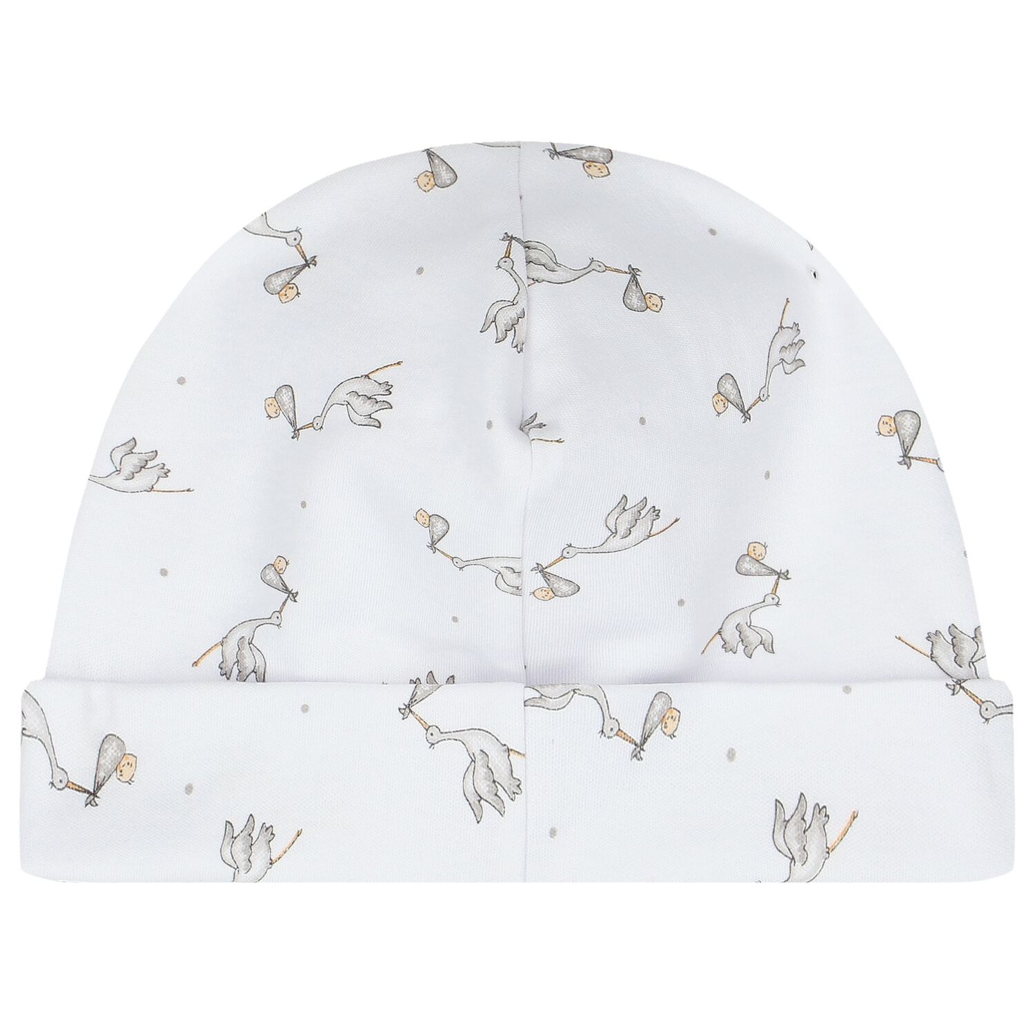 Baby White and Grey Stork Print Babygrow Set, 1, hi-res