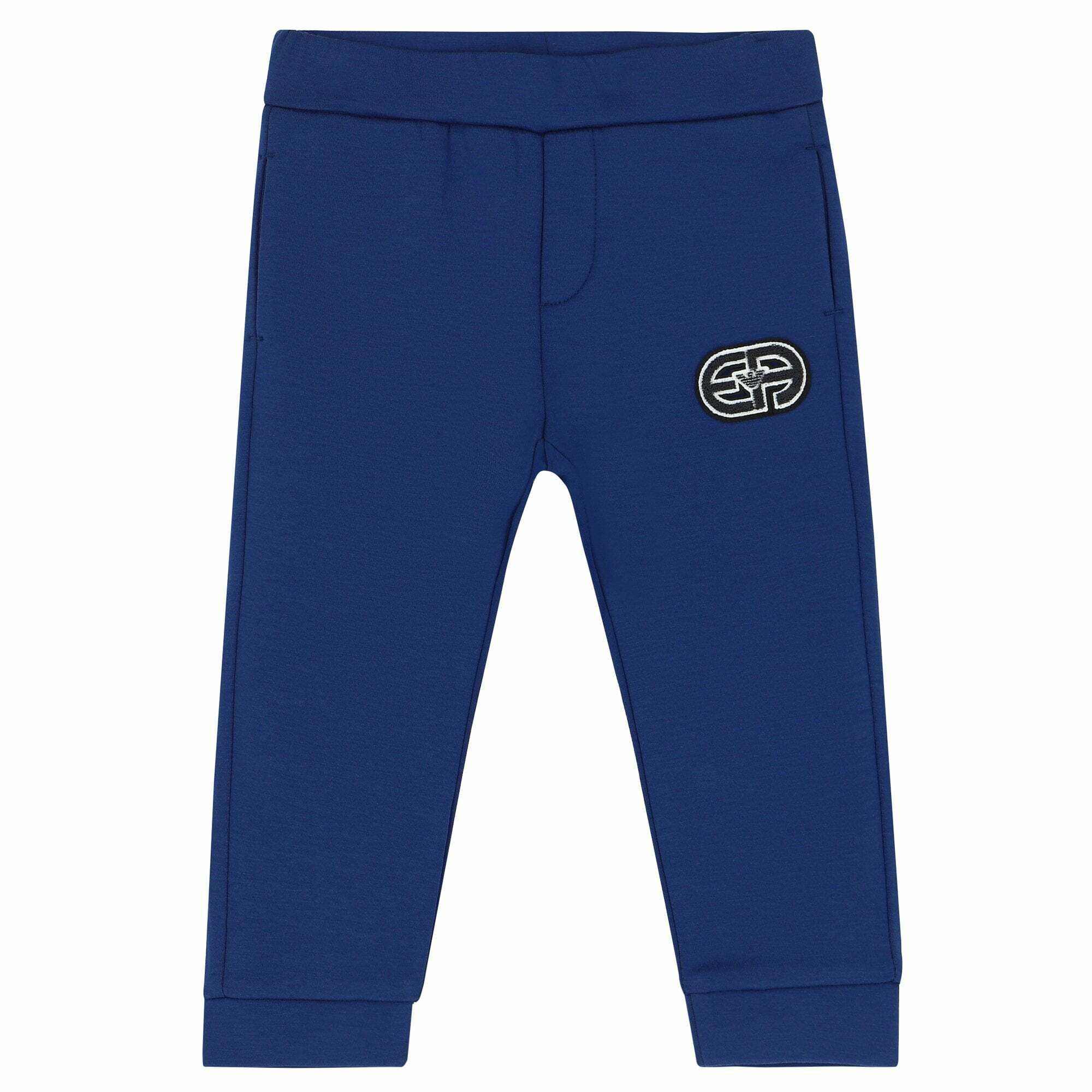 Emporio Armani Younger Boys Blue Logo Joggers Junior Couture UAE