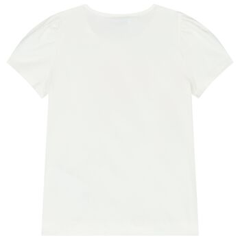 Girls White Flower T-Shirt