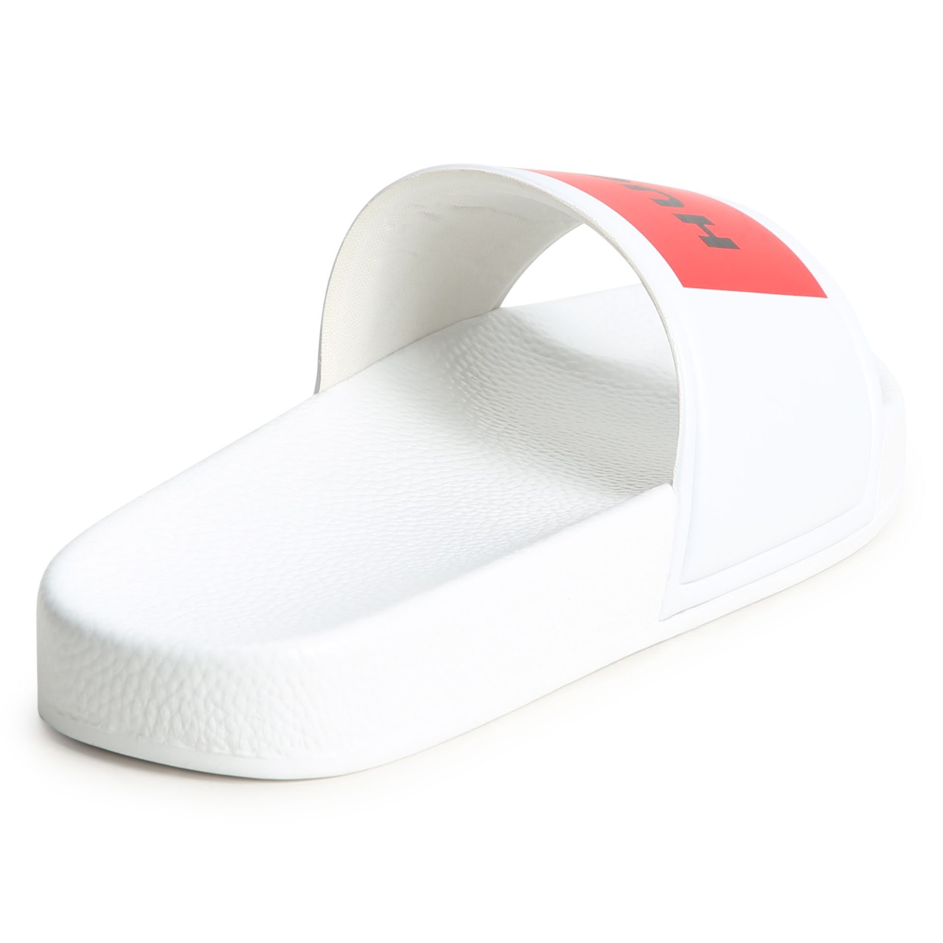HUGO Boys White Red Logo Sliders Junior Couture UAE