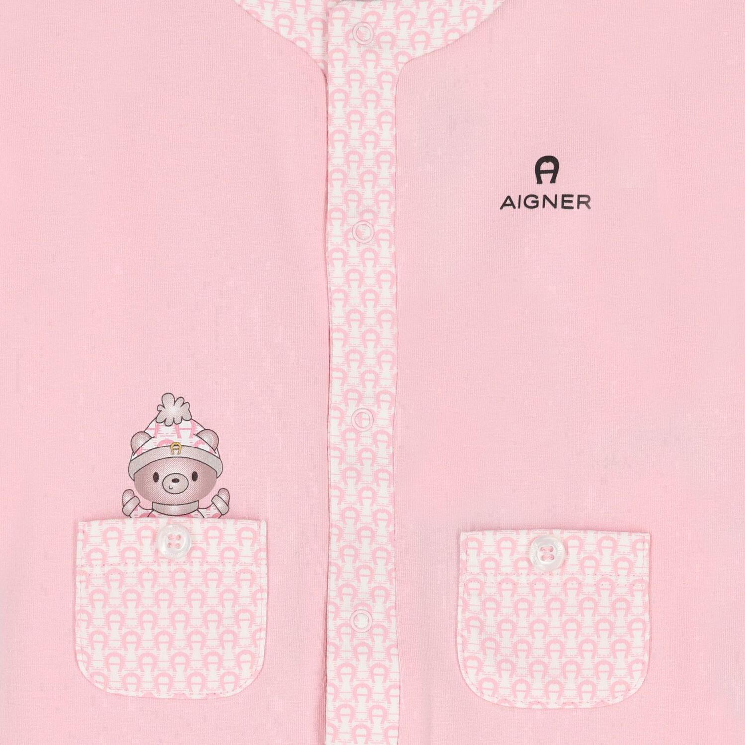 Baby Girls Pink Teddy Bear Logo Babygrow, 3, hi-res