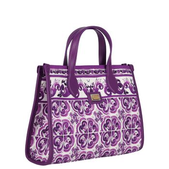 Girls White & Purple Majolica Tote Bag