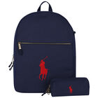 Navy Blue Logo Backpack, 1, hi-res