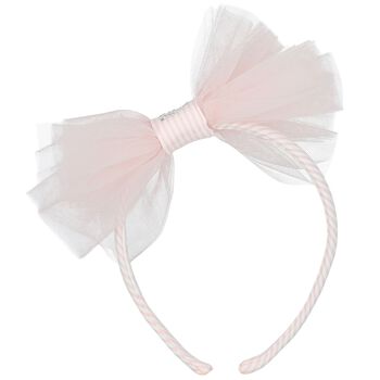 Girls Pink Tulle Bow Hairband