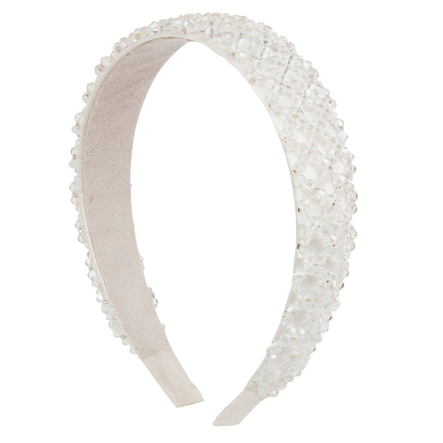 Girls White Embellished Headband, 1, hi-res