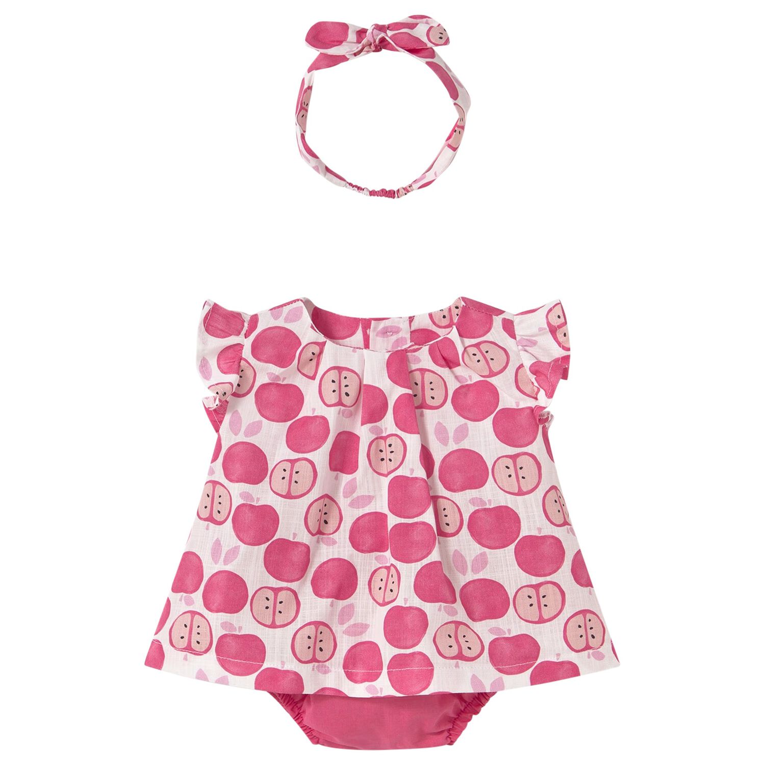 Baby Girls Pink Apple Dress Set, 1, hi-res
