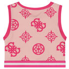 Girls Beige & Pink Logo Top, 2, hi-res