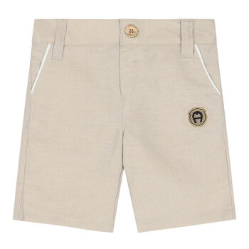 Younger Boys Beige Logo Shorts