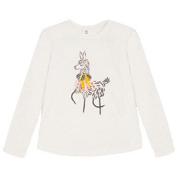 Girls Ivory Lama Top