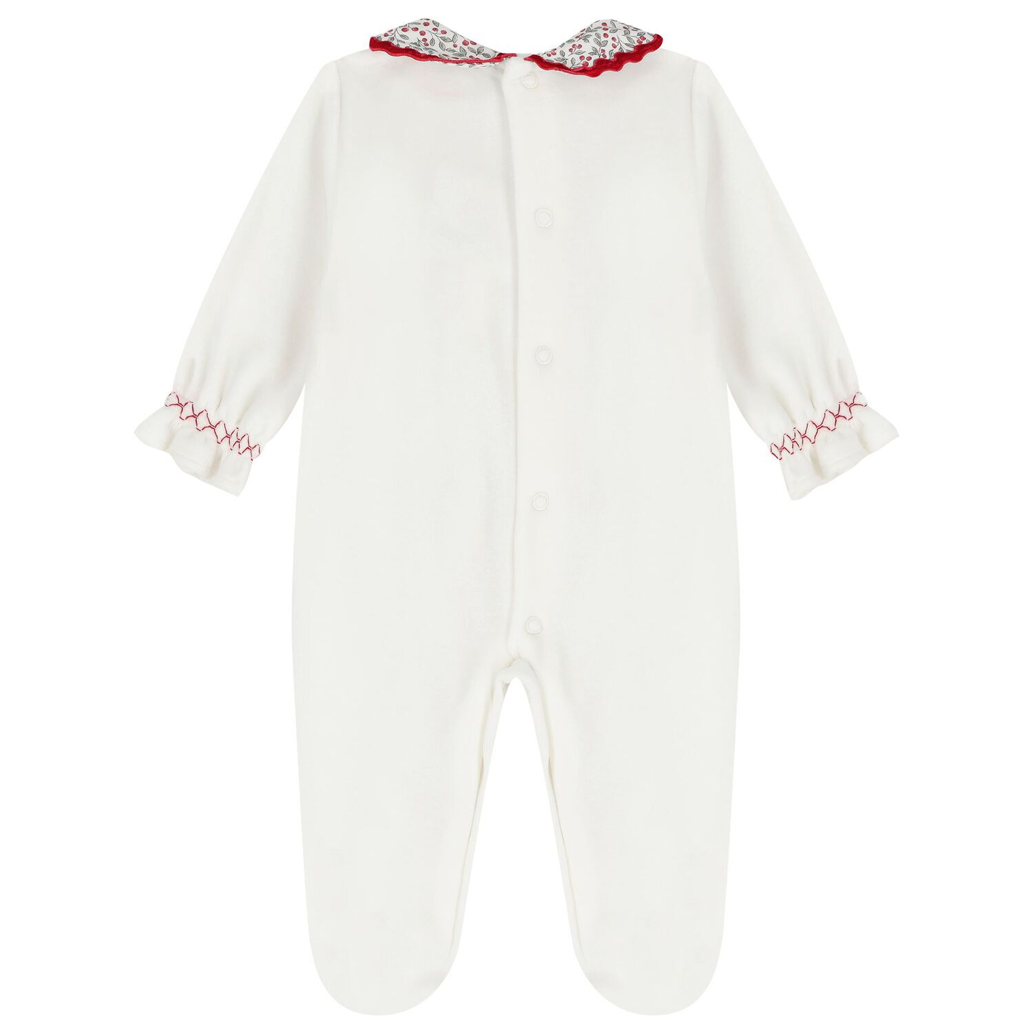 Baby Girls Ivory Smocked Babygrow, 1, hi-res