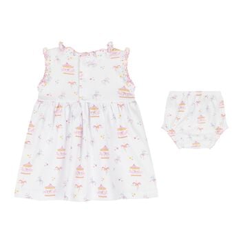 Baby Girls White & Pink Carousel Dress Set
