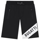 Boys Black Logo Shorts, 1, hi-res