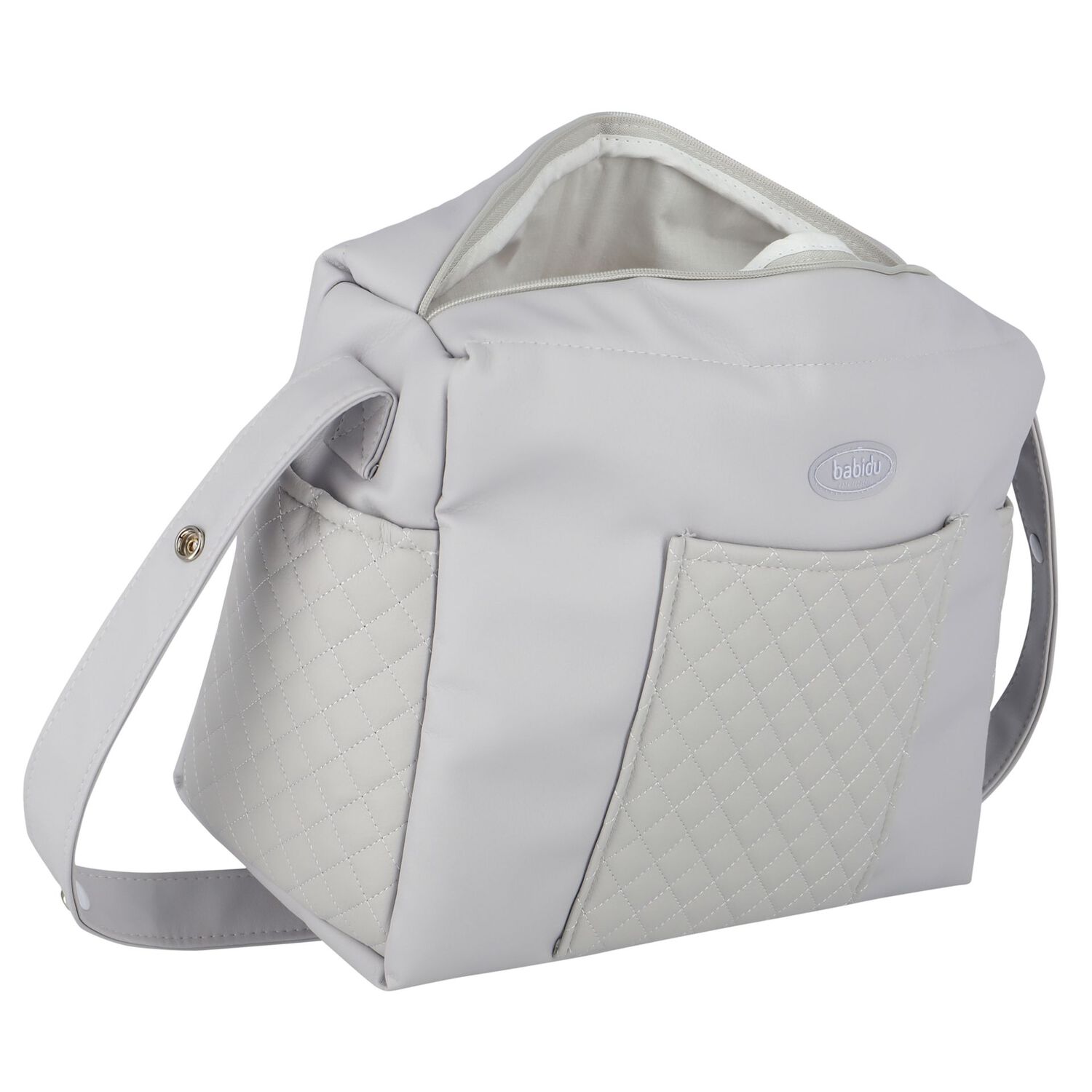 Grey Quilted Baby Changing Bag, 1, hi-res