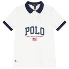 Boys White Logo Polo Shirt, 1, hi-res