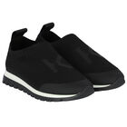 Boys Black Logo Trainers, 1, hi-res