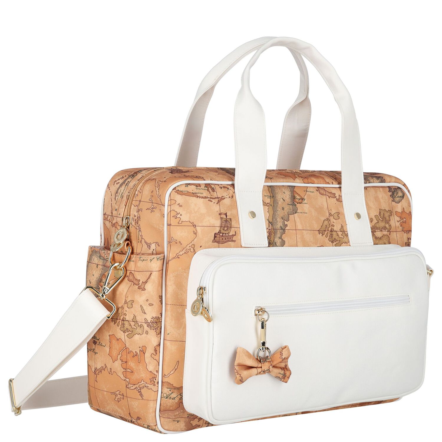 Beige & White Geo Map Baby Changing Bag, 3, hi-res image number null