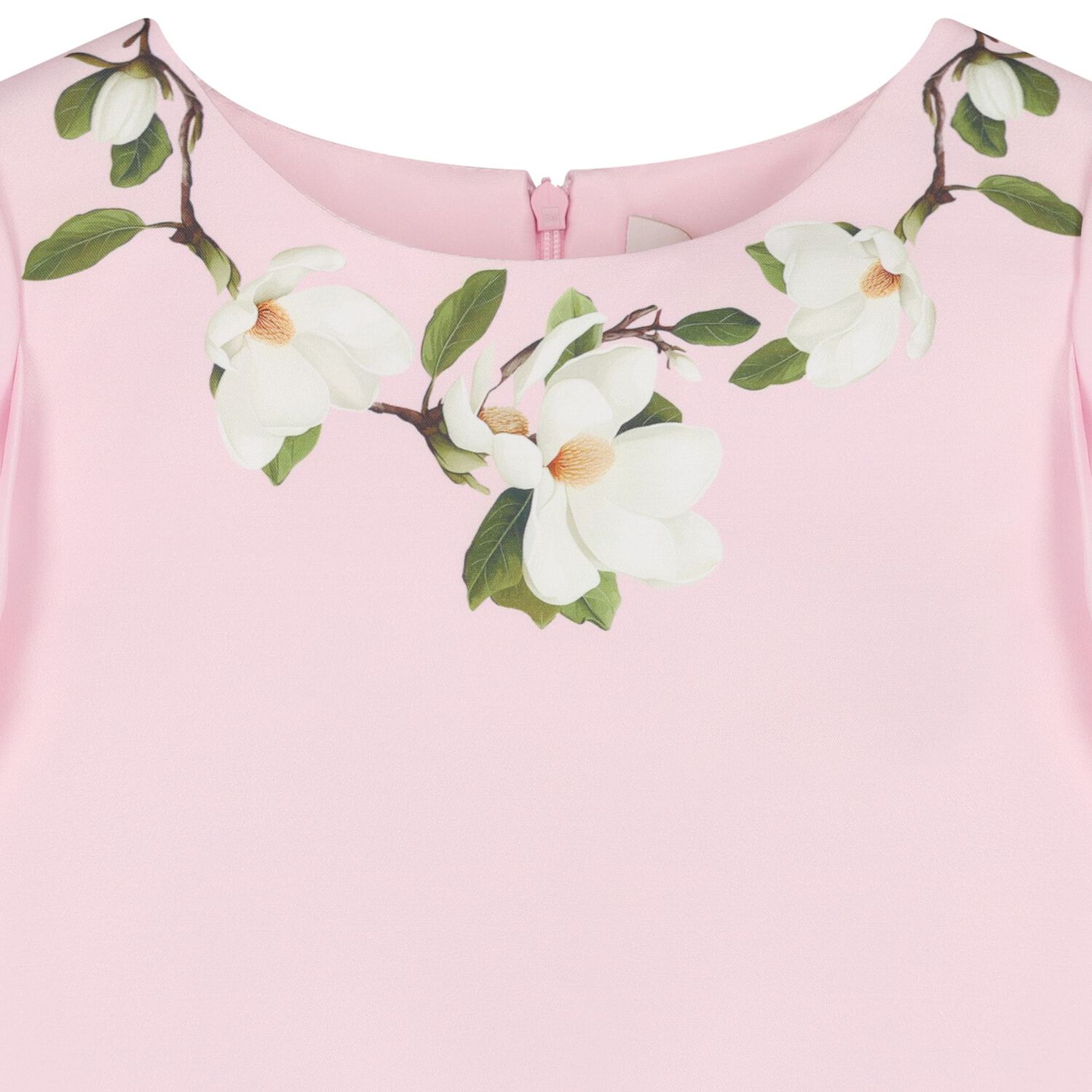 طقم تنورة ساتان مزين بالزهور باللون الوردي  للبنات, 1, hi-res