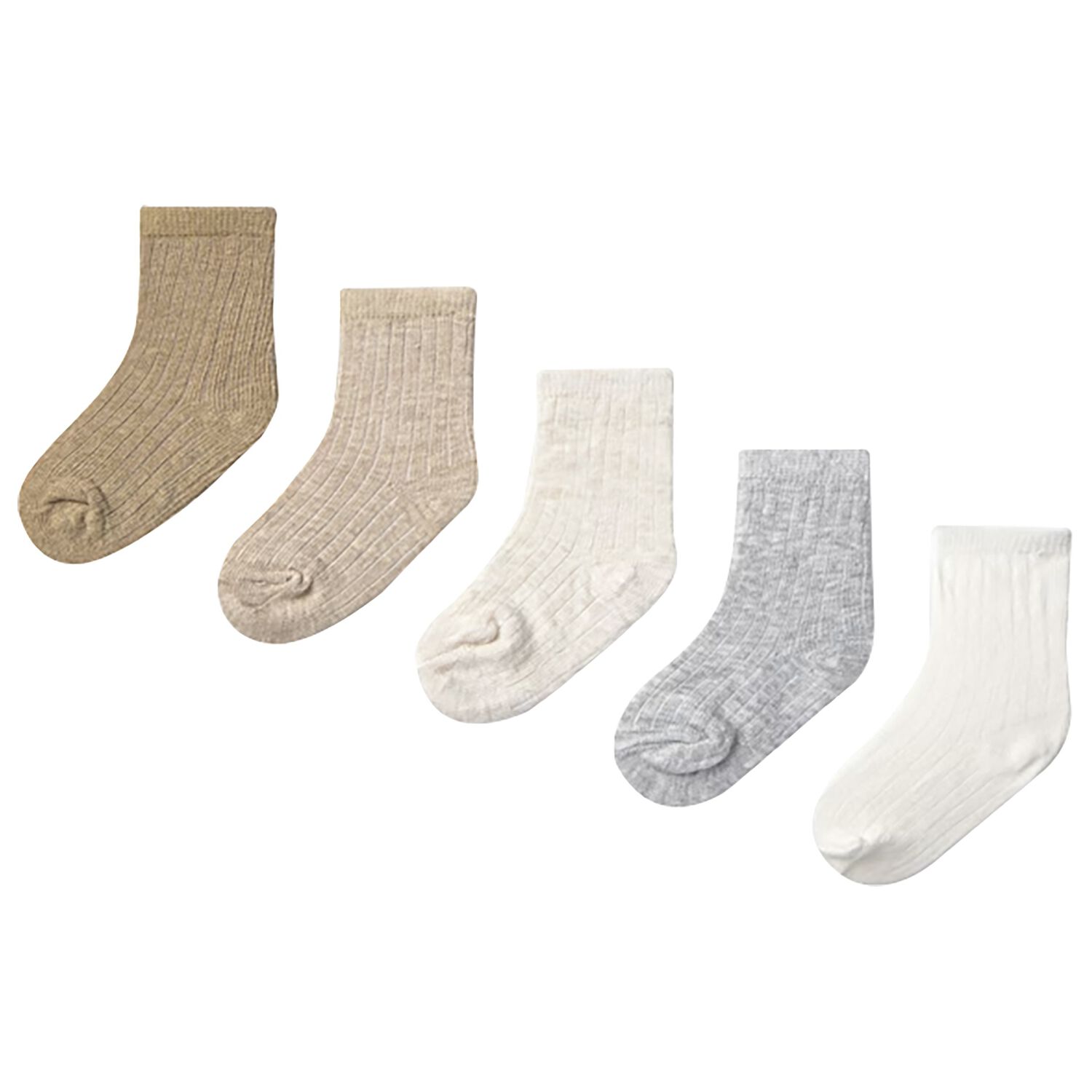 Beige, Ivory & Grey Baby Socks ( 6 Pack ), 1, hi-res