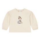 Younger Girls Beige Printed Long Sleeve Top, 1, hi-res