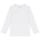 Boys White Logo Long Sleeve Top, 3, hi-res
