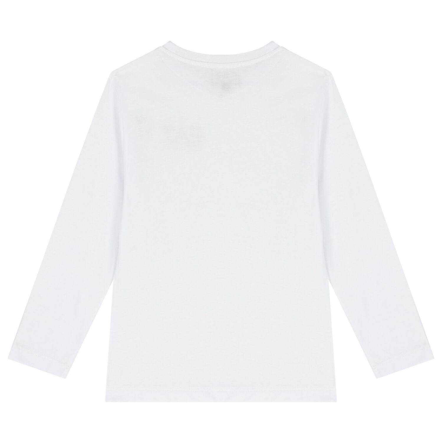 Boys White Logo Long Sleeve Top, 3, hi-res