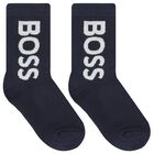 Boys Navy Logo Socks ( 2-Pack ), 2, hi-res
