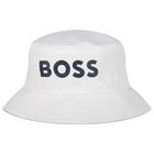 قبعة اولاد قابلة للعكس بالشعار باللون البيج والأزرق الداكن والأبيض للأطفال, 1, hi-res